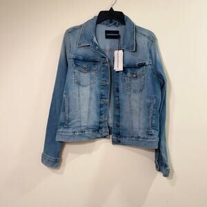 Calvin Klein Women’s Denim Jacket Size L Light Wash Jean Jacket NWT